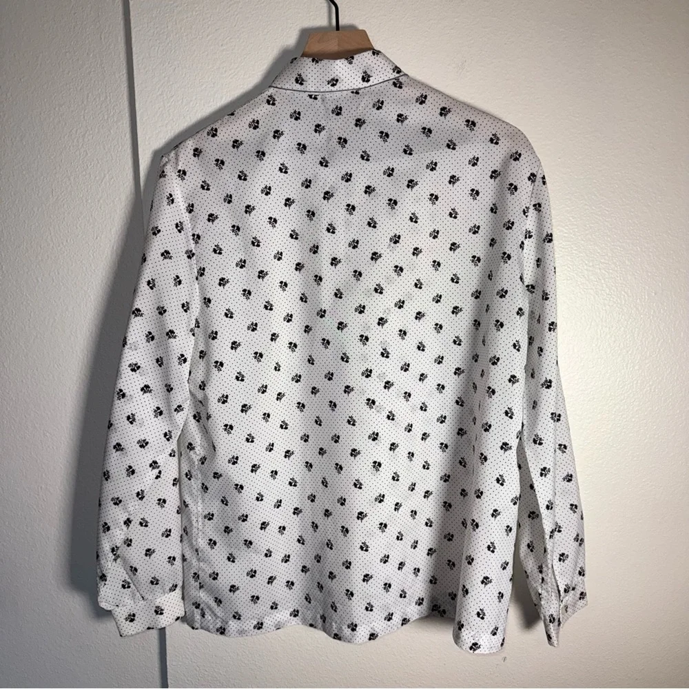 VINTAGE RRRRUSS lightweight romantic goth floral cottagecore neck bow blouse L - Picture 5 of 5